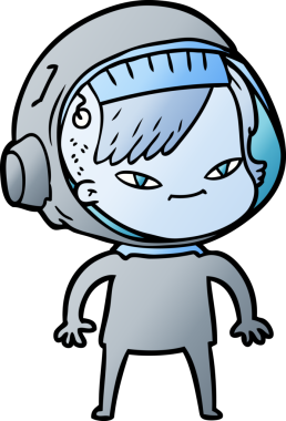 Bir insan tarafından çizilmiş astronot kadın.