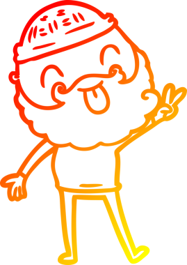 Sakallı bir adamın insan tarafından çizilmiş bir barış işareti çizimi.