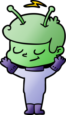 Bir insan tarafından çizilmiş dost canlısı çizgi film uzay adamı.