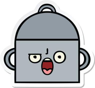 Bir insan tarafından çizilmiş şirin bir yemek pişirme kabının çıkartması.