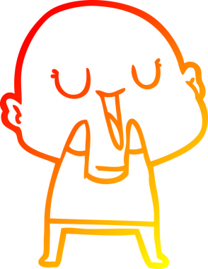 Bir insan tarafından çizilmiş mutlu, kel bir adamın sıcak çizgi çizimi.