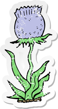 Bir insan tarafından çizilmiş vahşi bir çiçeğin hüzünlü çıkartması.