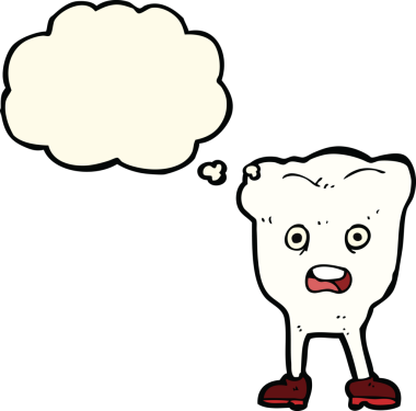 Bir insan tarafından çizilmiş düşünce baloncuklu çizgi film dişi.