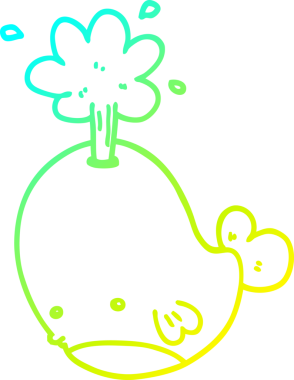 Bir insan tarafından çizilmiş soğuk eğimli balina çizimi.