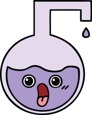 Bir insan tarafından çizilmiş bilimsel bir deneyin sevimli karikatürü.