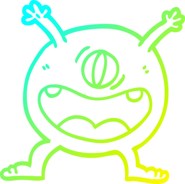 Bir insan tarafından çizilen çizgi film canavarının soğuk gradyan çizgisi.