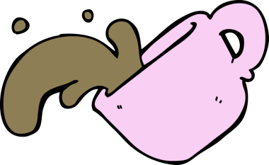 Bir insan tarafından çizilmiş çizgi film kahve dökülmüş.