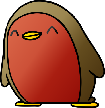 Serbest çizim gradyan çizgi film Şirin kawaii kırmızı robin bir insan tarafından çizildi