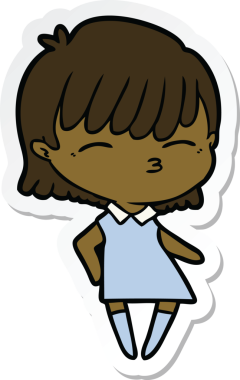 Bir insan tarafından çizilmiş bir karikatür kadının çıkartması.