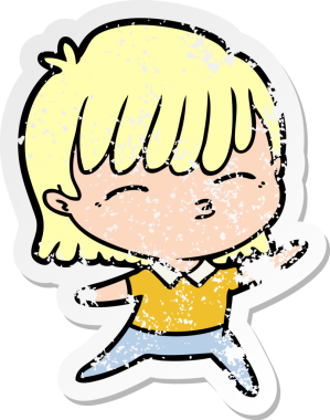 Bir insan tarafından çizilmiş karikatür bir kadının sıkıntılı çıkartması.