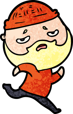 Bir insan tarafından çizilmiş sakallı endişeli bir adam.