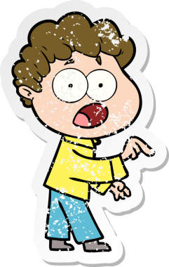 Bir insan tarafından çizilen şaşkınlık içinde soluk soluğa kalmış bir çizgi film karakterinin sıkıntılı çıkartması.