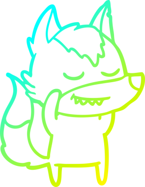 Bir insan tarafından çizilmiş dost canlısı bir kurt çizgi çizimi.