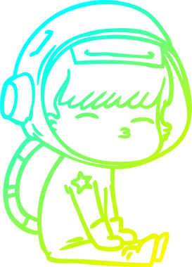 Bir insan tarafından çizilmiş soğuk gradyan çizgi çizimi meraklı bir astronot.