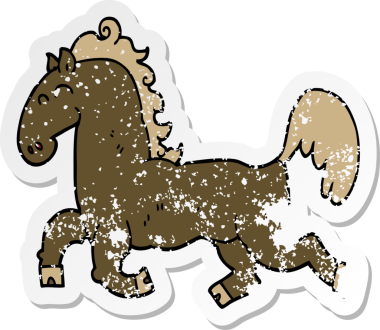 Bir insan tarafından çizilmiş karikatür aygırının sıkıntılı çıkartması.