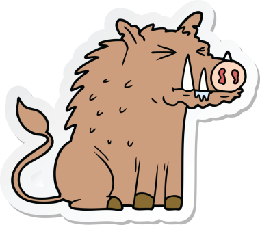 Bir insan tarafından çizilmiş bir domuzun çıkartması.