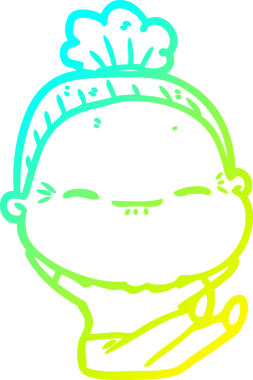 Bir insan tarafından çizilmiş barışçıl, yaşlı bir kadının soğuk çizgi çizimi.