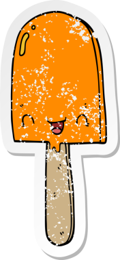 Bir insan tarafından çizilmiş karikatür buz çubuğunun sıkıntılı çıkartması.