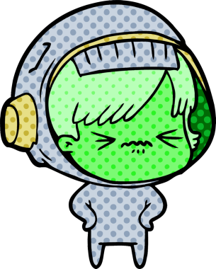 Bir insan tarafından çizilmiş astronot kadın.