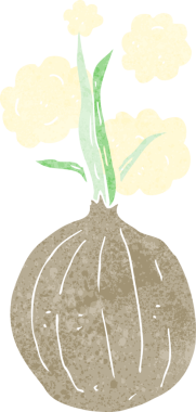 Bir insan tarafından çizilmiş karikatür soğanı.