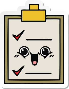 Bir insan tarafından çizilmiş şirin bir karikatür kontrol listesinin etiketi