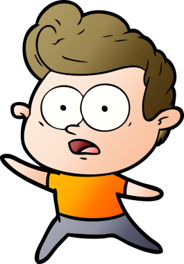 Bir insan tarafından çizilmiş çizgi film bakışlı adam.