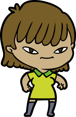 Bir insan tarafından çizilmiş karikatür kadın.