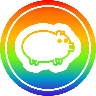 Gökkuşağı gradyan bir insan tarafından çizilmiş şişman domuz dairesel simgesi