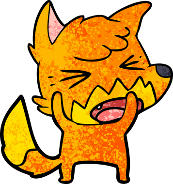 Bir insan tarafından çizilmiş kızgın çizgi film tilkisi.