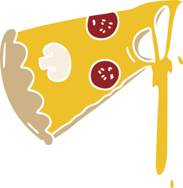 Bir insan tarafından çizilmiş tuhaf bir pizza dilimi.