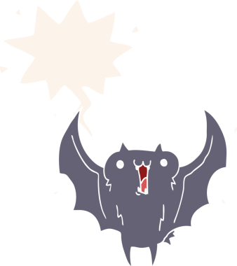 çizgi film mutlu vampir yarasa konuşma baloncuğu ile bir insan tarafından çizilmiş retro tarzı