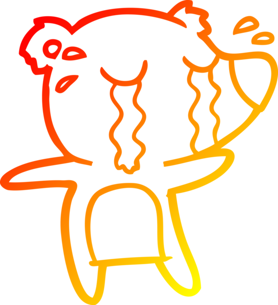 Bir insan tarafından çizilmiş ağlayan bir ayının sıcak çizgi çizimi