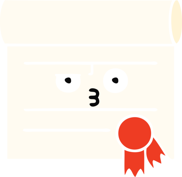 Bir insan tarafından çizilmiş bir sertifikanın düz renk retro karikatürü