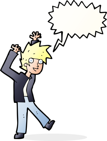 Bir insan tarafından çizilmiş konuşma balonu olan heyecanlı bir çocuk.