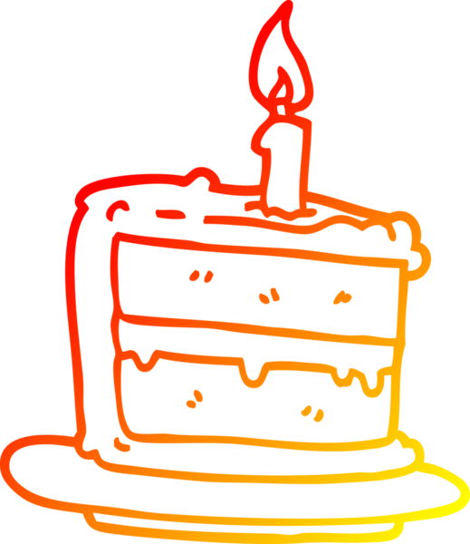 Bir insan tarafından çizilmiş bir doğum günü pastasının sıcak gradyan çizimi