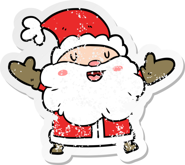 Bir insan tarafından çizilmiş karikatür Noel Baba etiketi.