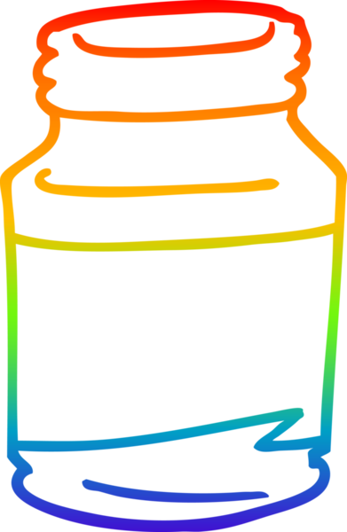 Gökkuşağı gradyan çizgi çizimi bir insan tarafından çizilmiş bir hap kavanozu