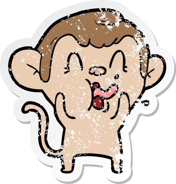 Bir insan tarafından çizilmiş çılgın bir çizgi maymunun sıkıntılı çıkartması.