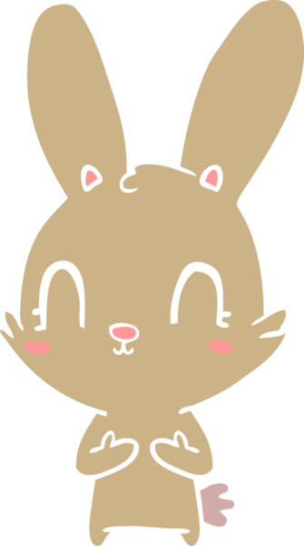 Bir insan tarafından çizilmiş düz renk çizgi film tavşanı.