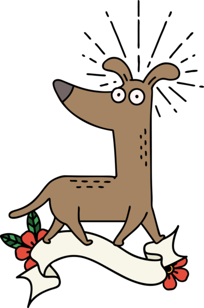 Dövme stili afiş. Bir insan tarafından çizilmiş köpek şaşırttı.