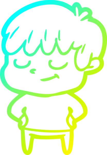 Bir çizgi film karakteri çizen soğuk çizgi bir insan tarafından çizilmiş mutlu çocuk.