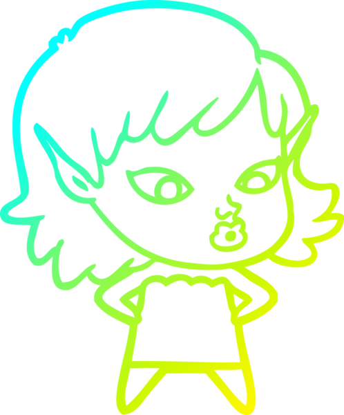 Bir insan tarafından çizilmiş güzel bir elf kızı çizimi.