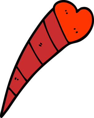 Bir insan tarafından çizilmiş karikatür kalp dekoratif elementi.