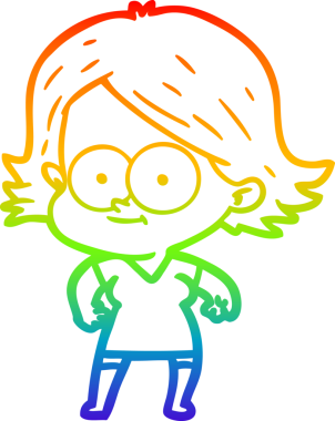 gökkuşağı gradyan çizimi mutlu bir çizgi film kızı bir insan tarafından çizildi