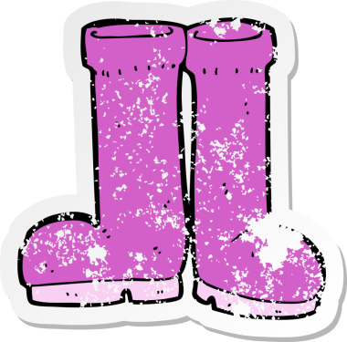 Bir insan tarafından çizilmiş lastik çizmelerin gerilimli yapıştırması.