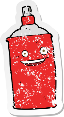 Bir insan tarafından çizilmiş karikatür spreyinin gerilimli yapıştırması.