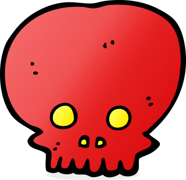 Bir insan tarafından çizilmiş ürkütücü kafatası sembolü.