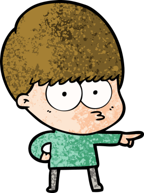 Bir insan tarafından çizilmiş sinirli çizgi film çocuğu.