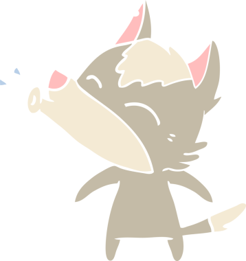 Uluyan Kurt düz renkli çizgi film bir insan tarafından çizildi.