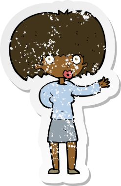 Bir insan tarafından çizilmiş bir karikatür kadının gerilimli çıkartması.